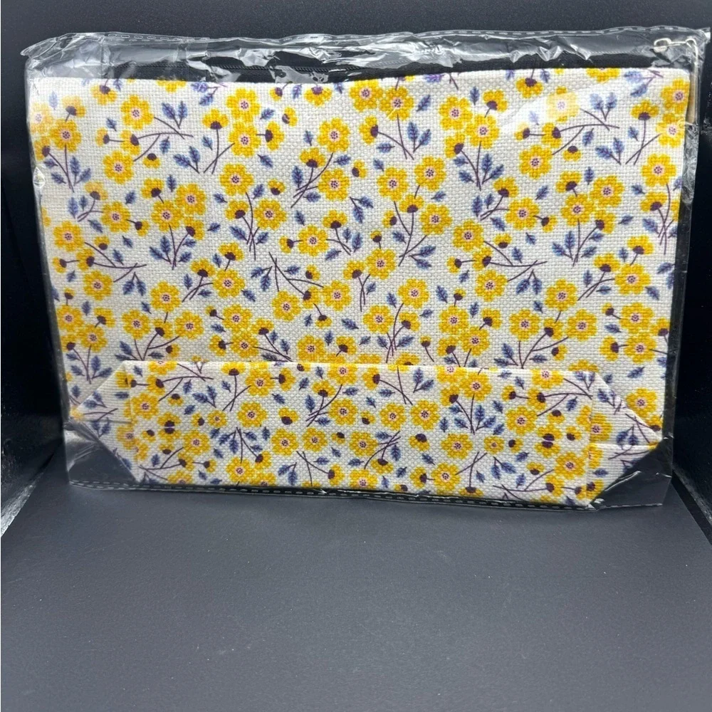 Brand new Floral Yellow & Purple Zip Cosmetic Pouch